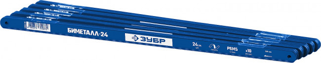 Биметаллическое полотно по металлу, 24 TPI: универсальный рез, 300 мм, высококач быстрорежущая сталь Р6М5, 1 шт, коробка 50 шт, ЗУБР БИМЕТАЛЛ-24 ( 158