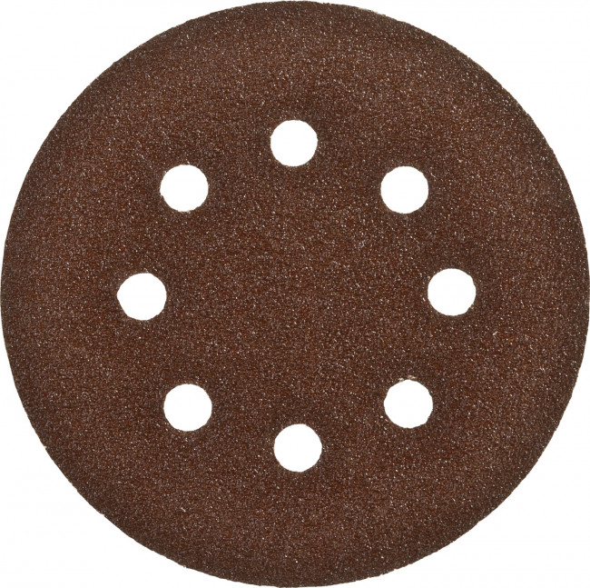 Круг шлифовальный ЗУБР "СТАНДАРТ" из абразивной бумаги на велкро основе, 8 отв., Р80, 125мм, 5шт,  ( 35350-125-080 )