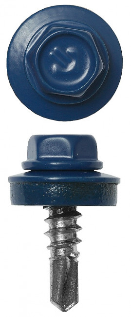 Саморезы СКМ кровельные, RAL 5005 синий насыщенный, для металлических конструкций, 25 х 5.5 мм, 1 800 шт, ЗУБР Профессионал,  ( 4-300310-55-025-5005 )