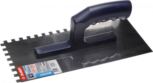 Гладилка ЗУБР нержавеющая с пластиковой ручкой, зубчатая, 8х8мм,  ( 0804-08 )