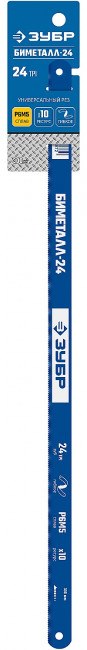 Биметаллическое полотно по металлу, 24 TPI: универсальный рез, 300 мм, высококачественная быстрорежущая сталь Р6М5, 1 шт, ЗУБР БИМЕТАЛЛ-24 ( 15855-24-